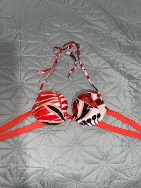 aerie Coral Orange Bikini Top with Double Side Straps